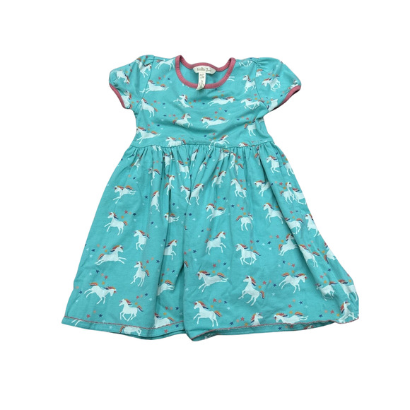 Matilda Jane Girls Size 4 Blue Unicorn Daydream Short Sleeve Lightweight Dress - Picture 1 of 8